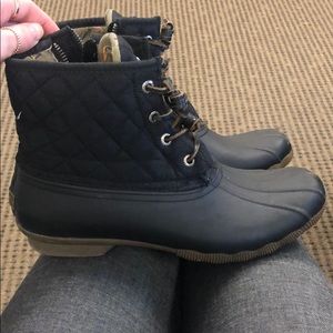 Sperry black quilted duck boots
